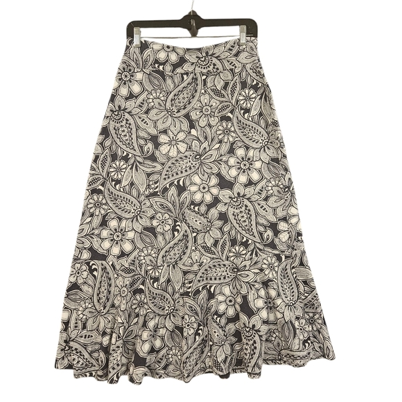 Talbots SZ XS/M Blue & White Paisley Slip On Stretch Midi Mermaid Skirt - Picture 1 of 10